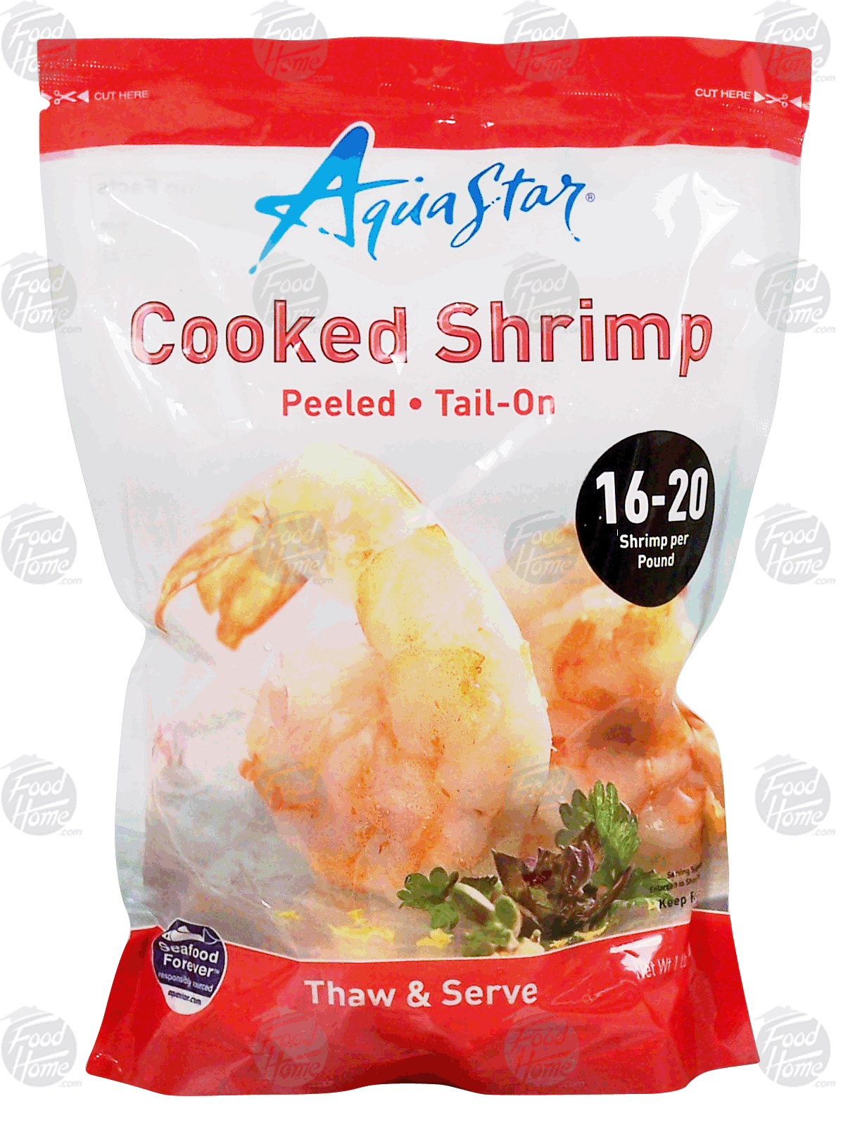 Aqua Star  cooked shrimp, peeled, tail on, 16-20, thaw & serve Full-Size Picture